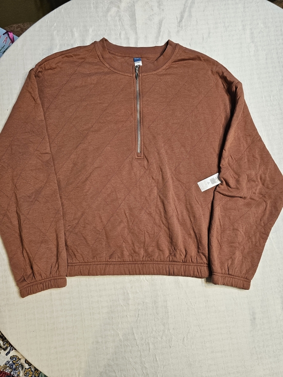 Old Navy Sweaters - Old Navy Quilted Quarter Zip Sweatshirt Pullover NWT XL Tall Rust Terracotta Dia